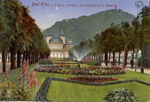 56130 Bad Ems Anlagen Kursaalgebäude und Bäderley * ca.1920
