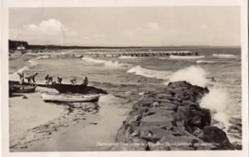 18586 Thiessow, Spritzwellen an der Mole gebr. 19.7.1939