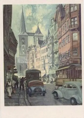 38820 Alt-Halberstadt Breiter Weg Künstlerkarte W. Ebeling  *ca. 1950