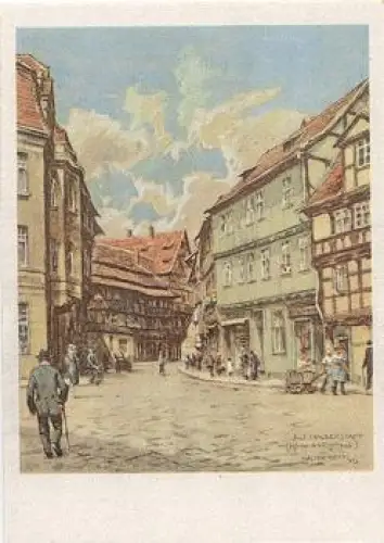 38820 Alt-Halberstadt "Hinter dem Richthause" Künstlerkarte W. Gemm * ca. 1950