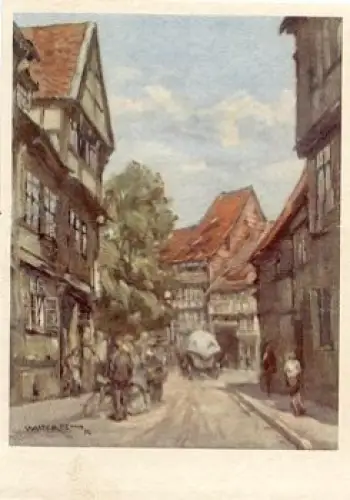 38820 Alt-Halberstadt, Bei den Spritzen Künstlerkarte W. Gemm * ca.1950