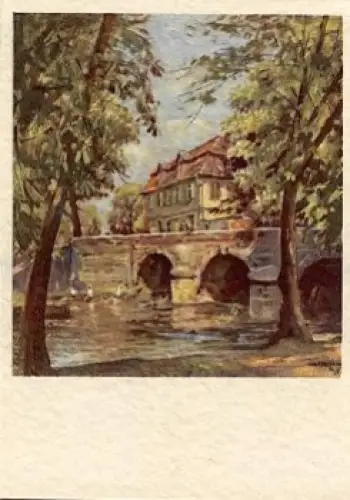 38820 Alt-Halberstadt "Frühling an der Holtemme" Künstlerkarte W. Gemm * ca.1950