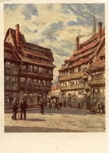 38820 Alt-Halberstadt Gerberhäuser am Kulk Künstlerkarte W. Gemm,  * ca.1950