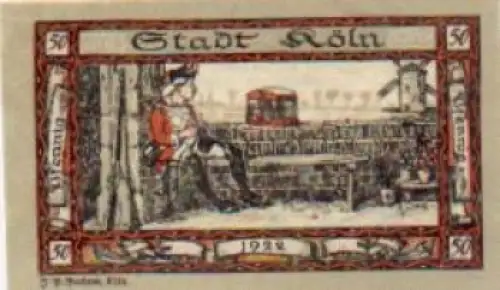 Köln Städtenotgeld Wert 50 Pfennige Vogelkäfig Windmühle 1922