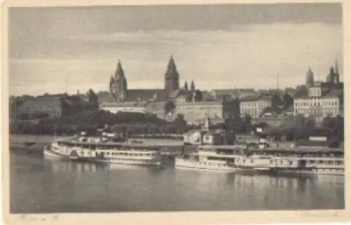 Mainz Rheinansicht Rheindampfer *ca. 1920
