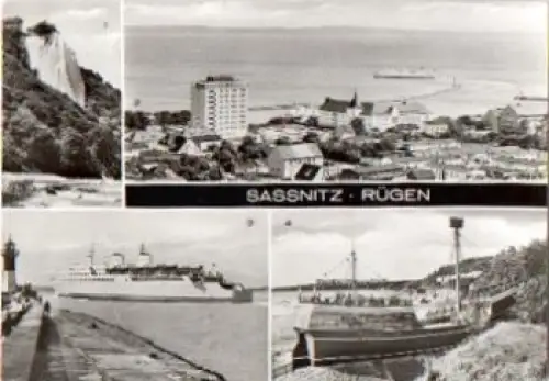 18546 Sassnitz Mehrbildkarte Eisenbahnfähre Saßnitz Leuchtturm * um 1975