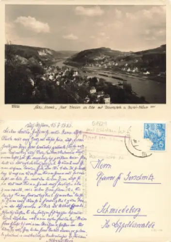 01829 Wehlen mit Rauenstein Landpoststempel Dorf Wehlen o 1955 Verlag Hahn-Foto8561