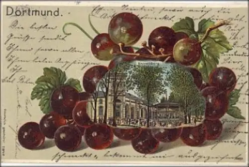44100 Dortmund Kronenburg Weintrauben Obst Prägelitho o 17.3.1905
