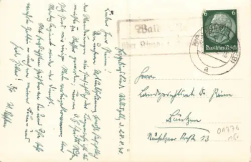 01776 Waldidylle Altenberg Landpoststempel o 1940 auf AK Blick zum Geising im Sturm