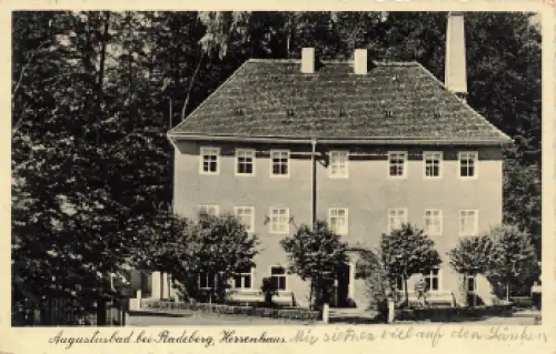 01454 Liegau Augustusbad Radeberg Herrenhaus Landpoststempel  o 28.6.1933 auf AK