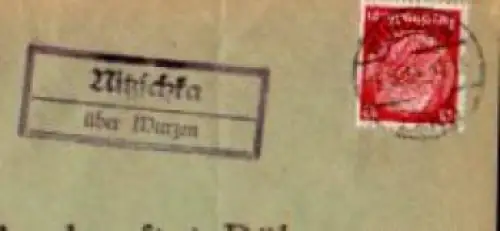 04808 Nitzschka Landpoststempel o 15.3.1934 auf Umschlag