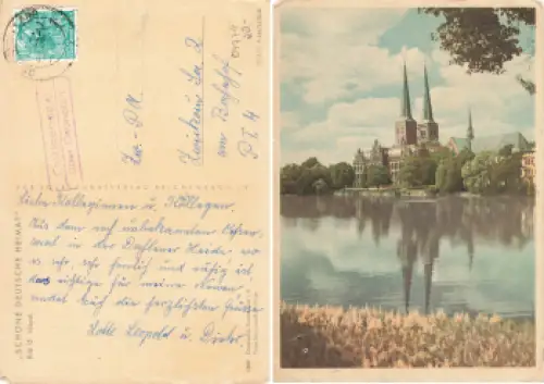 04774 Ochsensaal Landpoststempel o 1960 auf AK Lübeck
