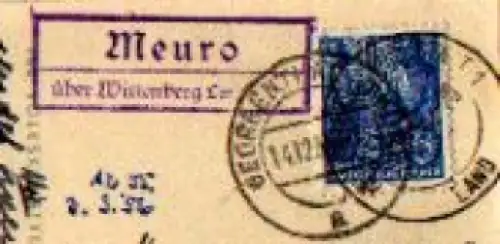 06905 Meuro Landpoststempel o 14.12.1955 auf Weihnachtskarte