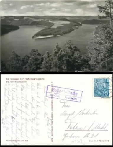 07318 Goßwitz-Bucha über Saalfeld Landpoststempel auf AK Hohenwartesperre o 1.4.1958