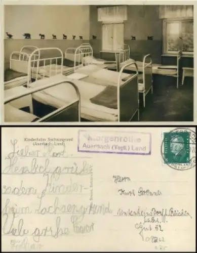 08262 Morgenröthen Auerbach (Vogtl.) Land Landpoststempel auf AK Kinderheim Sachsengrund o 13.2.1931