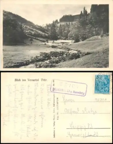 98711 Vesser über Schmiedefeld a Rennsteig Landpoststempel o 17.9.1956