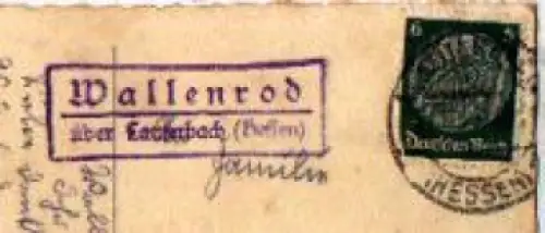 36341 Wallenrod Lauterbach Landpoststempel, Posthilfsstellenstempel o 31.12.1938