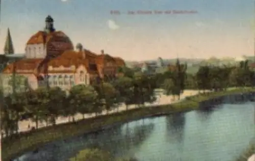 Kiel Am Kleinen Kiel mit Stadttheater gebr. ca. 1910