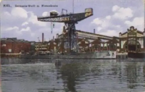Kiel Germania-Werft mit Riesenkran * ca. 1910