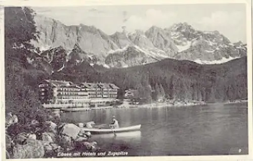 82491 Eibsee mit Hotels und Zugspitze o 16.6.1933