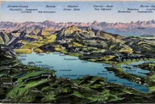 Bodensee und Rhein, Landkartenansicht * ca. 1920