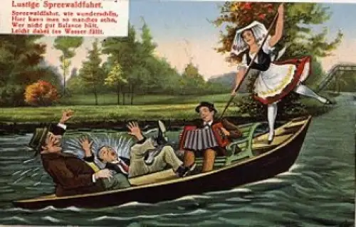 Spreewald Trachten "Lustige Spreewaldfahrt" Humorkarte * ca. 1910