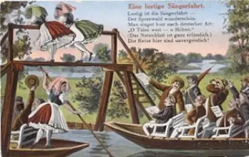 Spreewald "Eine lustige Sängerfahrt" Humorkarte * ca. 1910