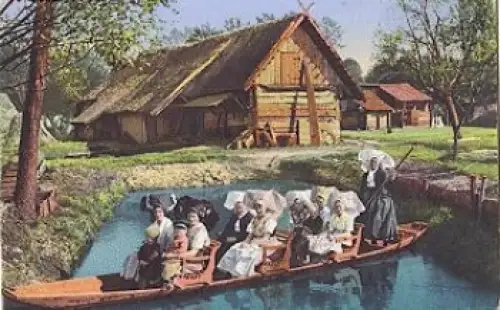 03096 Spreewald, Trachten, Familienfahrt, * ca. 1910,
