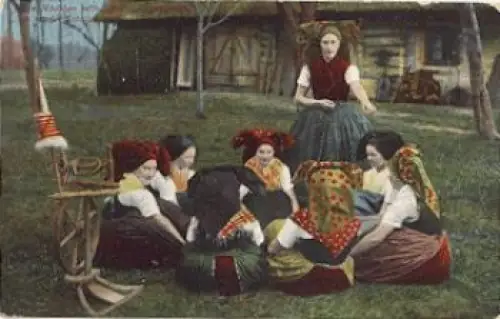 Spreewald Trachten Kinder beim Spielen gebr. 1911
