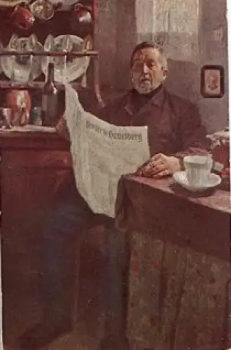 39539 Havelberg Zeitungsleser Künstlerkarte Franz Elchhorst o 26.6.1917