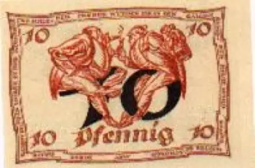 99310 Arnstadt, Städtenotgeld, Wert 10 Pfennige, Schieber an den Galgen, 1921