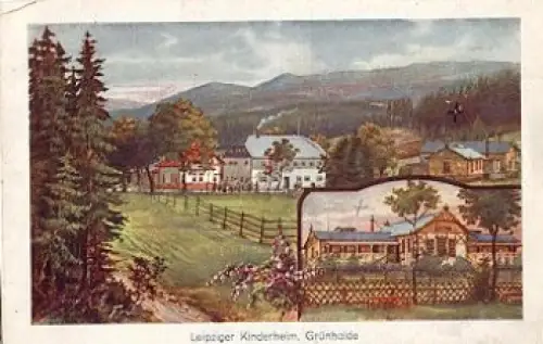 08209 Grünhaide Leipziger Kinderheim Künstlerkarte o 1925