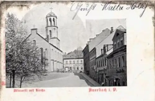 08209 Auerbach Vogtland Altmarkt mit Kirche o 8.3.1907