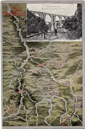 08233 Vogtland Elstertalbrücke Landkarte * ca. 1910