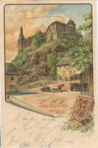 08499 Mylau Kaiserschloss Künstlerkarte Erwin Spindler o 3.9.1906