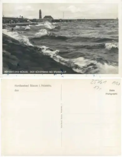25761 Büsum Südstrand bei Sturmflut *ca.1930