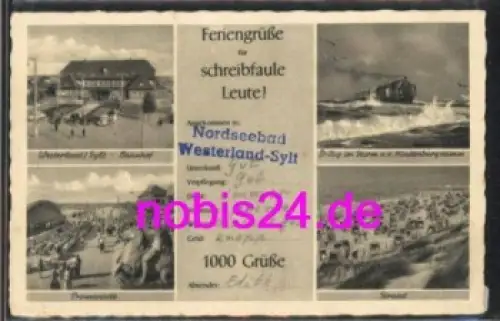 25980 Westerland Sylt Ansichtskarte o 22.8.1950