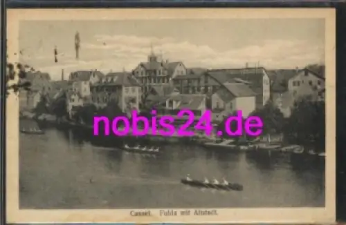 Kassel an der Fulda mit Altstadt Ruderer o 9.7.1919