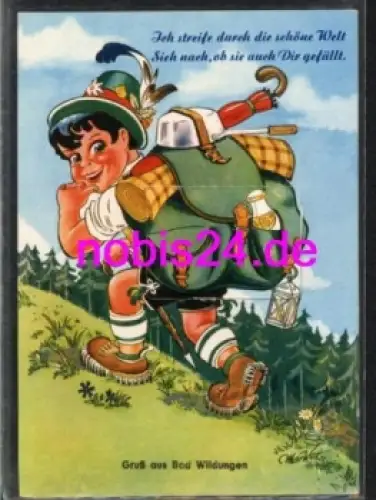 34537 Bad Wildungen Rucksackkarte mit Leborello *ca.1960