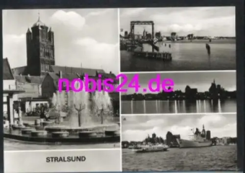 Stralsund Mehrbildkarte Rügendammbrücke Schiffe *ca.1982