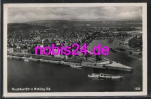 Koblenz Deutsches Eck Dampfschiff *ca.1930