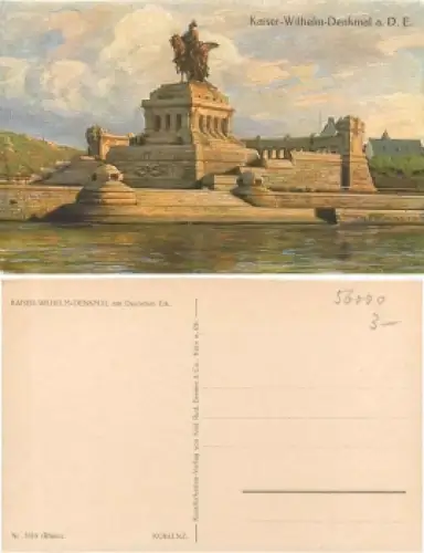 Koblenz Deutsches Eck Kaiser Wilhlem Denkmal Künstlerkarte *ca.1920