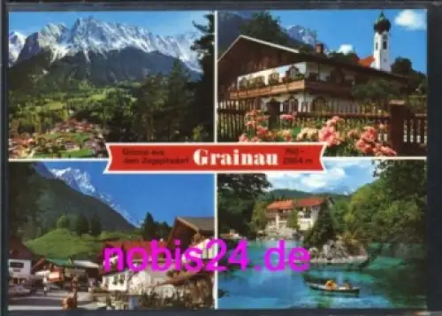 82491 Grainau Hotel Pfarrkirche Dorfplatz *ca.1975