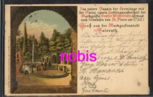 Bayreuth Litho Eremitage Ruine o ca.1914