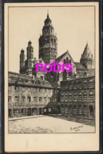 Mainz Dom Künstlerkarte *ca.1930