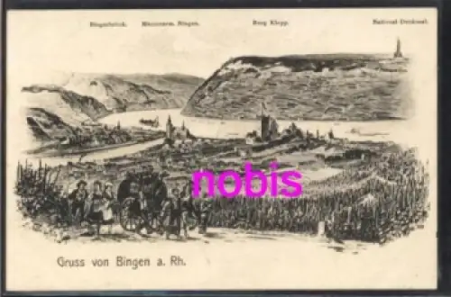 55411 Bingen am Rhein Künstlerkarte o ca.1923