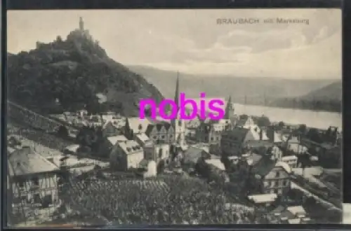 56388 Braubach mit Marksburg Kirche *ca.1910