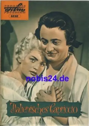 Italienisches Capriccio DEFA-Film mit Claude Laydu, Christel Bodenstein, Rolf Ludwig 65/61 Progress Programm