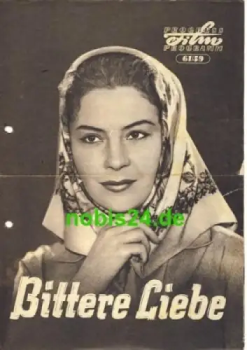 Bittere Liebe tschechoslowakischer Film 61/59 Progress Programm
