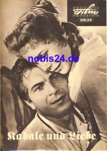 Kabale und Liebe DEFA-Film mit Wolf Kaiser,Otto Mellies 116/59 Progress Programm